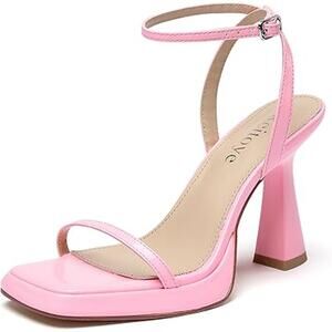 Reitoye Womens Size 10 Bubble Gum Pink 4" Heel Open Toe Ankle Strap Sandal Shoes